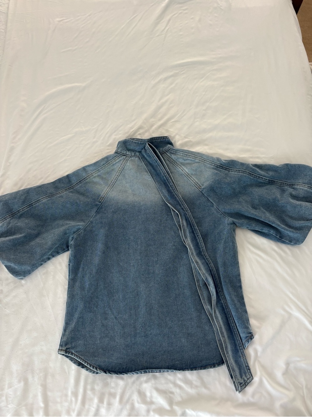 NWT Bailey44 Tie-Neck Puff Sleeve Denim Button-Down Shirt. Zimmerman Inspired. - Picture 13 of 13
